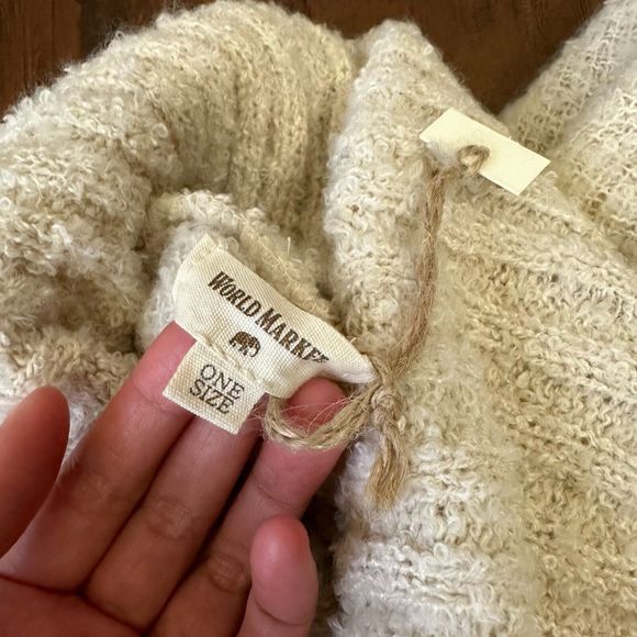 NWOT WORLD MARKET Plaid Poncho Shawl in Cream Brown - Picture 8 of 11